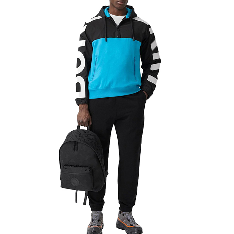 Burberry Logo Print Colorblock Hoodie Blue Fashion Sweatshirt. 80302501 圖 3