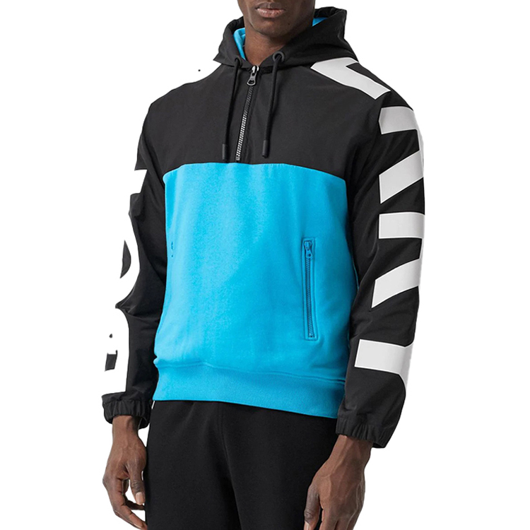 Burberry Logo Print Colorblock Hoodie Blue Fashion Sweatshirt. 80302501 圖 4