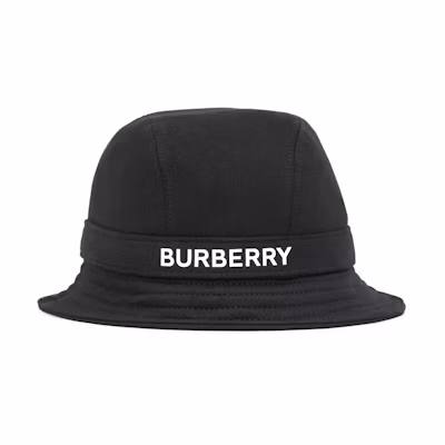 Burberry Logo Print Cotton Bucket Hat Black 80269281001