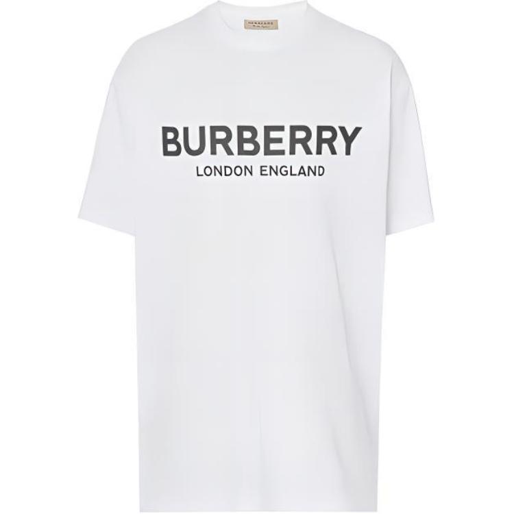 Burberry Logo Print Cotton Short Sleeve T-Shirt Unisex White 80094951 圖 2