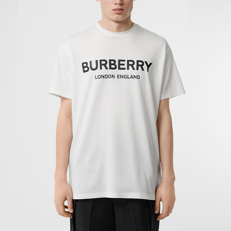 Burberry Logo Print Cotton Short Sleeve T-Shirt Unisex White 80094951 圖 5