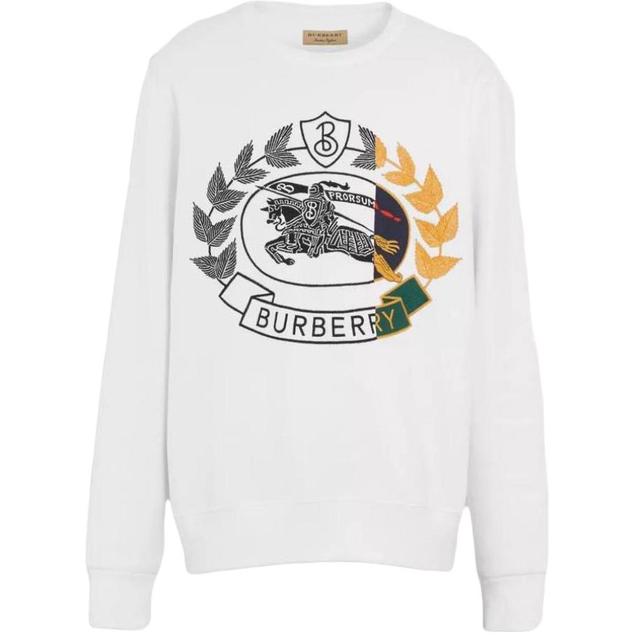 Burberry Logo Print Crewneck Oversized Sweatshirt Unisex White 80070741