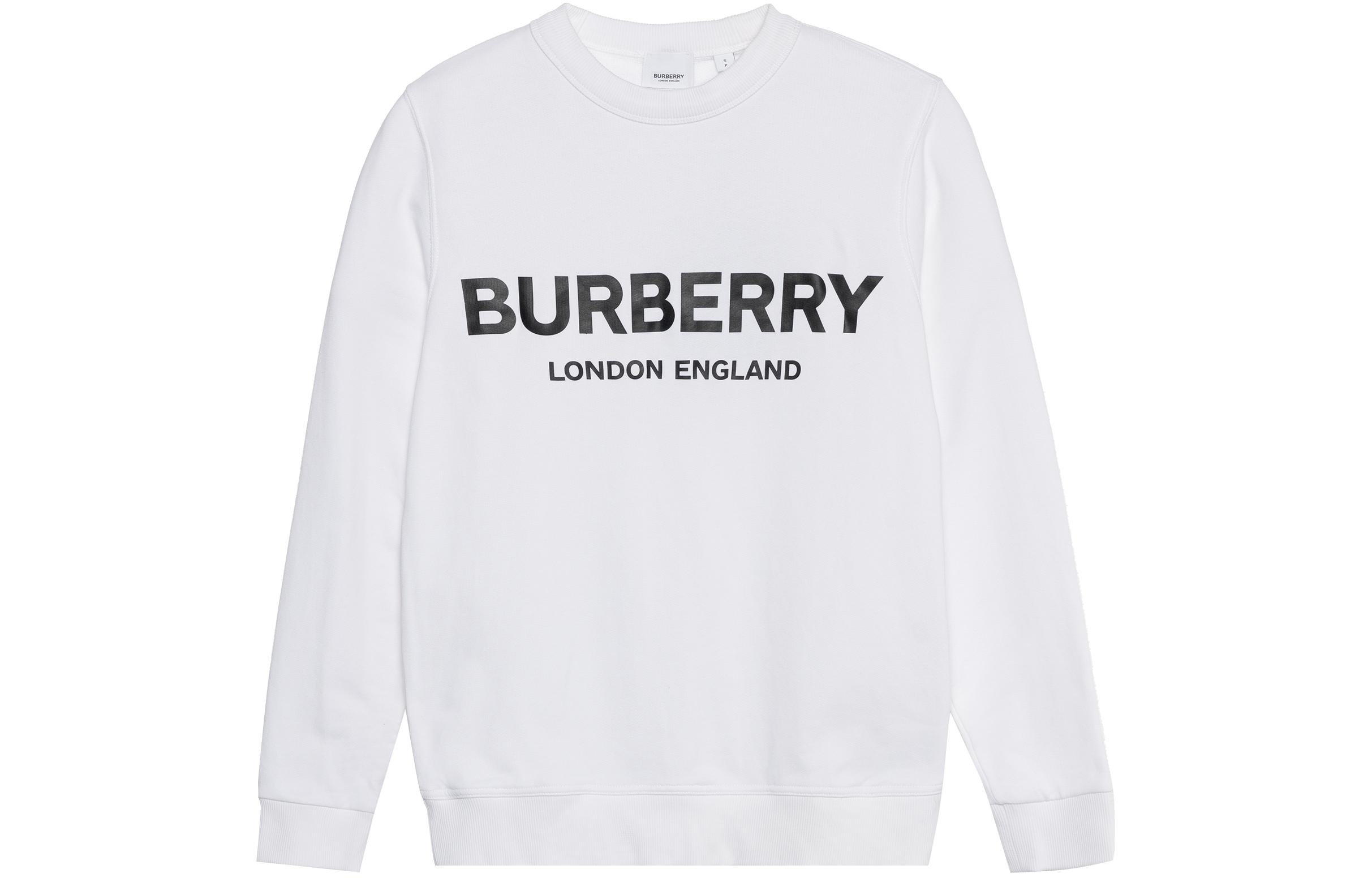 Burberry Logo Print Crewneck Sweatshirt Unisex White 80114431