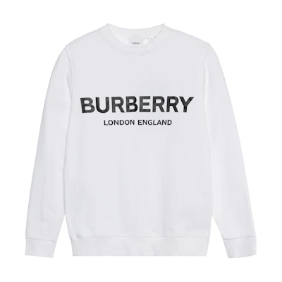 Burberry Logo Print Crewneck Sweatshirt Unisex White 80114431