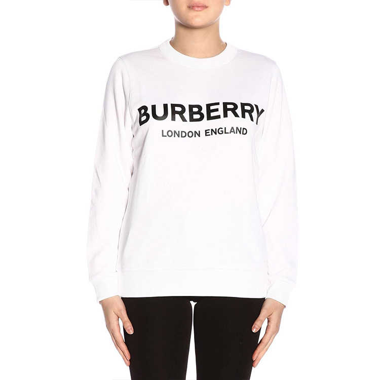 Shop Burberry Crewneck Sweatshirt Unisex Warna Putih dengan Logo Print 80114431