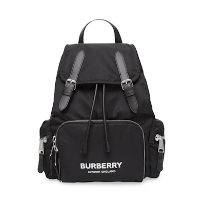 Burberry Logo Print Econyl Nylon Backpack Black