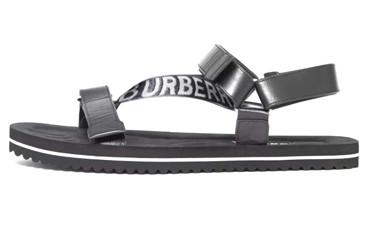 Burberry Logo Print Leather Sandals 'Black White' 80371721