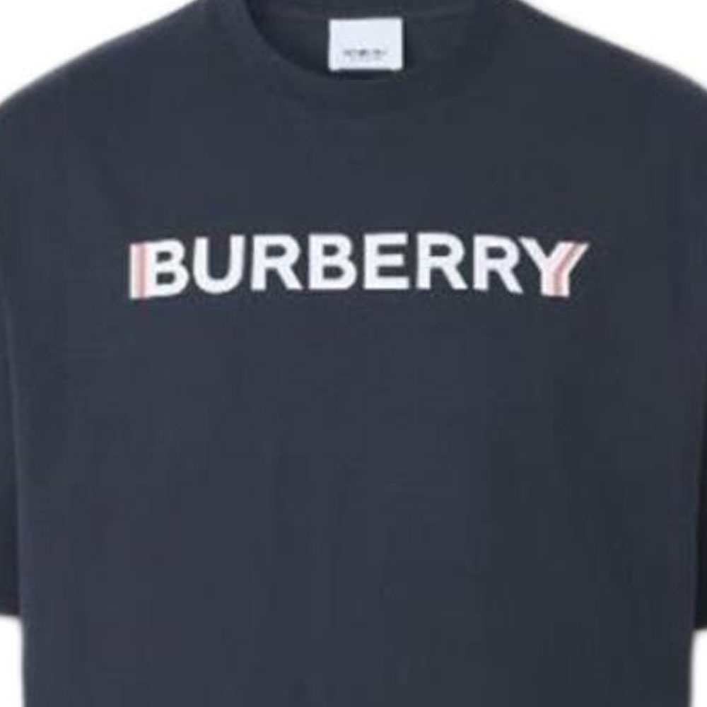 Burberry Logo Print Navy Blue Crewneck Short Sleeve T-Shirt for Men. 80781191 圖 3