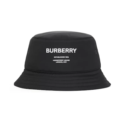 Burberry Logo Print Nylon Bucket Hat Unisex Style 80440811
