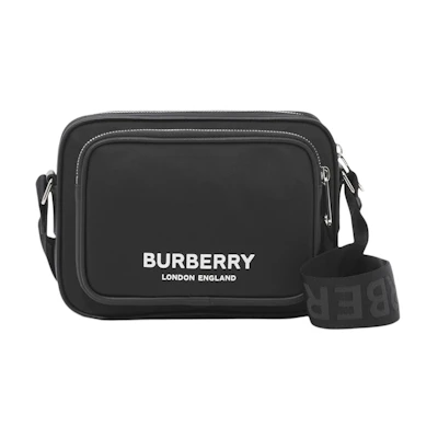 Burberry Logo Print Nylon Crossbody Bag Black