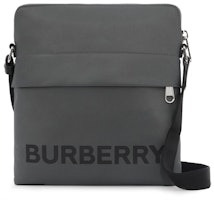 Burberry Logo Print Nylon Crossbody Bag Charcoal Gray Burberry Logo Print Nylon Crossbody Bag Charcoal Gray