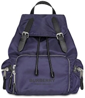 Burberry Logo Print Nylon Double Buckle Backpack Navy Burberry Logo Print Nylon Double Buckle Backpack Navy
