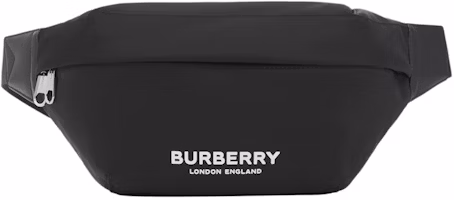 Burberry Logo Print Nylon Sonny Bum Bag Black/White Burberry Logo Print Nylon Sonny Bum Bag Black/White