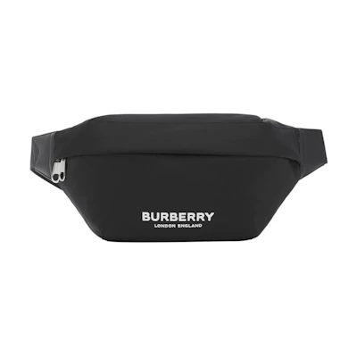 Burberry Logo Print Nylon Sonny Bum Bag Black/White