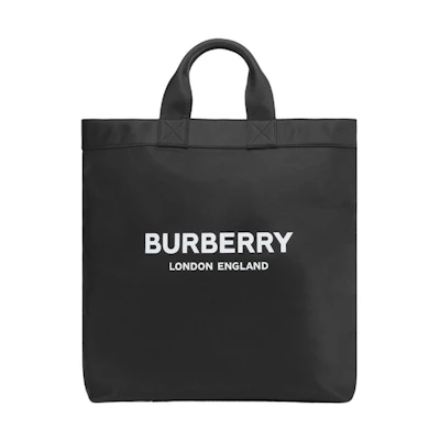 Burberry Logo Print Nylon Tote Bag Black