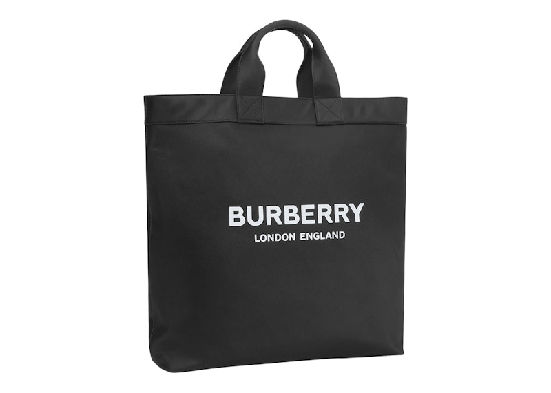 Order バーバリー ロゴプリント ナイロン トートバッグ (黒)
