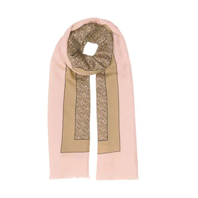 Burberry Logo Print Pink Brown Soft Scarf Wrap. 8011868