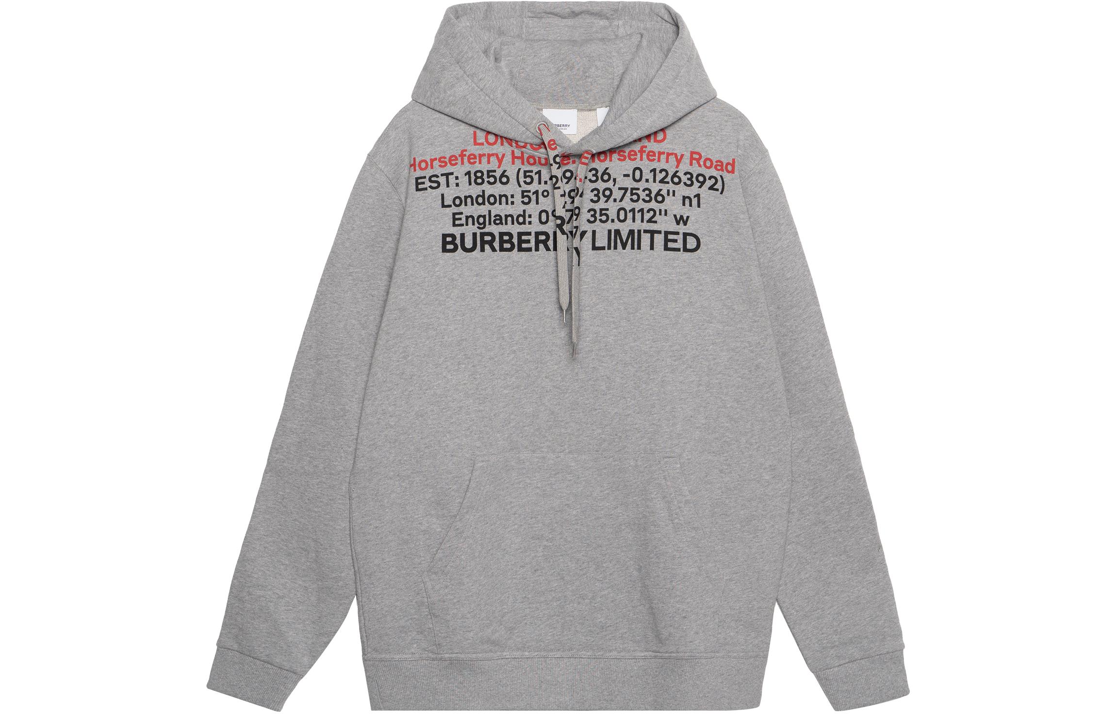Burberry Logo Print Pullover Hoodie in Light Heather Gray 80482831