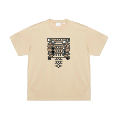 Burberry Logo Print Relaxed Fit Crewneck T-Shirt SS22 Beige. 80514011
