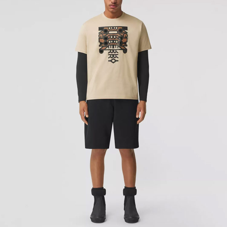 Burberry Logo Print Relaxed Fit Crewneck T-Shirt SS22  Beige. 80514011 圖 4