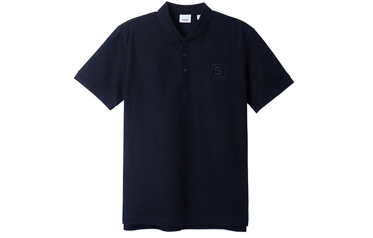 Order Polo Negro Burberry Hombre Manga Corta Corte Recto con Logo Imprimido. 80530221