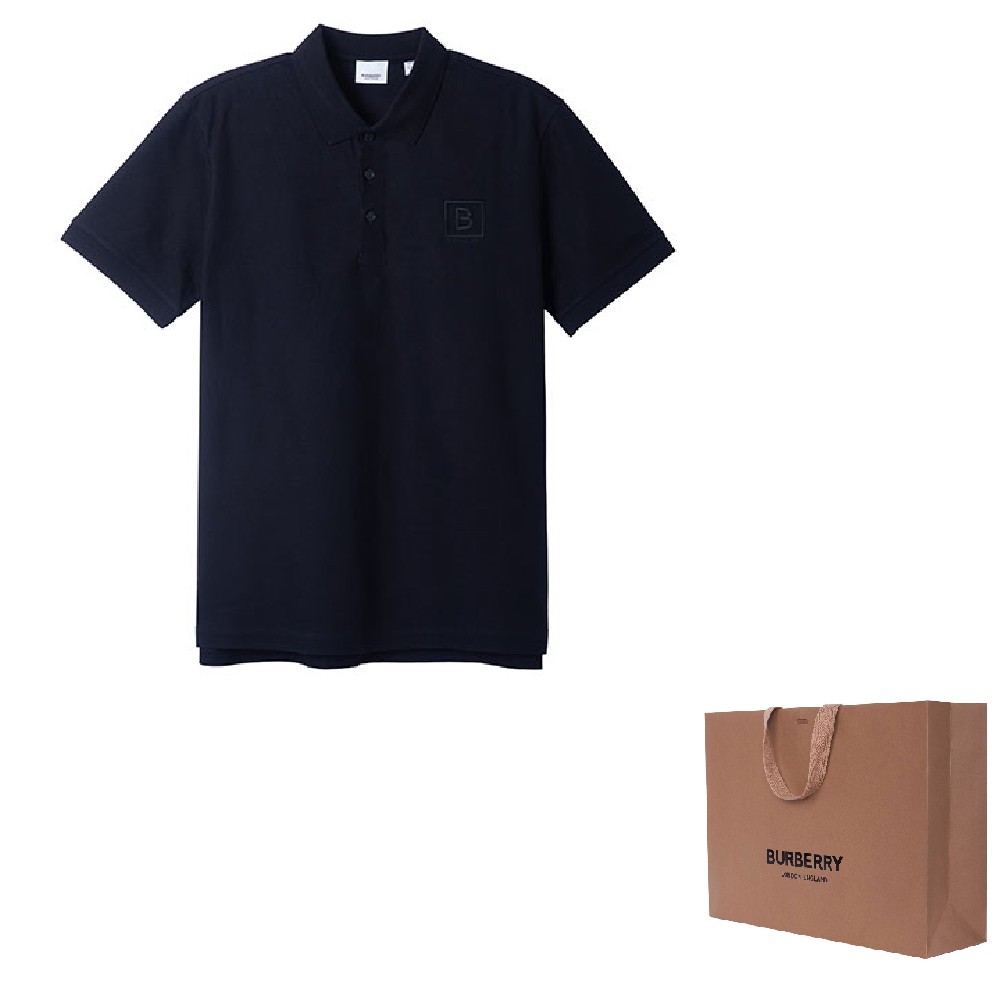 Shop Polo Negro Burberry Hombre Manga Corta Corte Recto con Logo Imprimido. 80530221