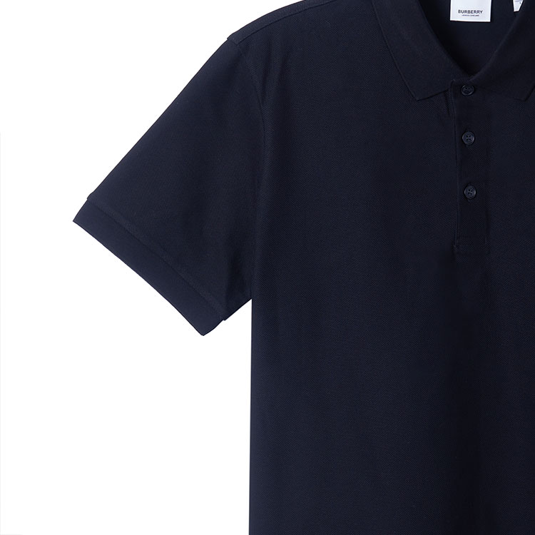 Cheap Polo Negro Burberry Hombre Manga Corta Corte Recto con Logo Imprimido. 80530221
