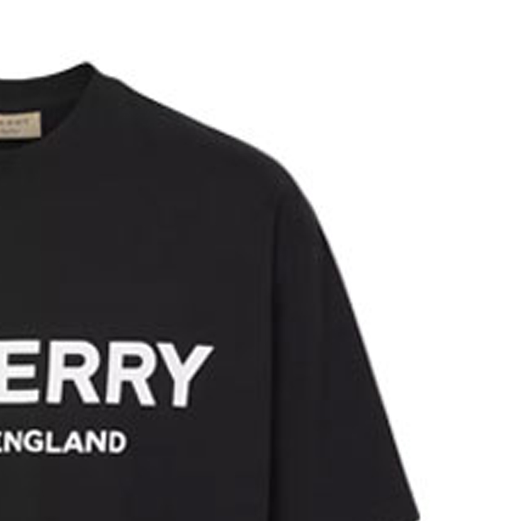 Cheap Kaos Burberry Logo Print Unisex Katun Hitam 80094941