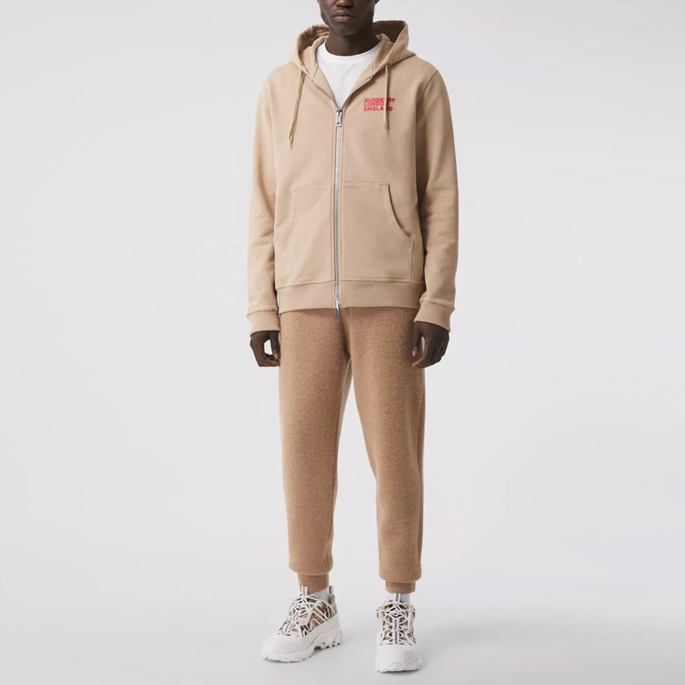 Burberry Logo Print Zip-Up Hoodie Soft Yellow-Brown 80375831 圖 5