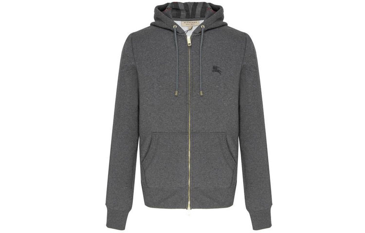Burberry Logo Print Zip Hoodie for Men in Dark Gray 40155591