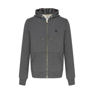 Burberry Logo Print Zip Hoodie for Men in Dark Gray 40155591