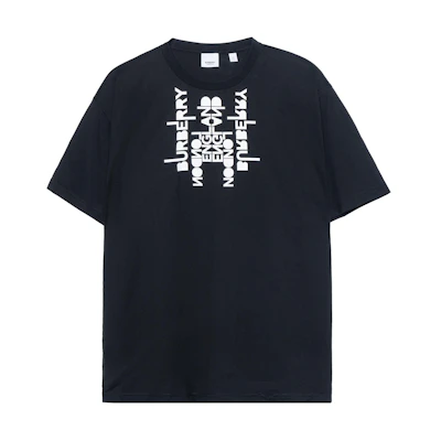 Burberry Logo Printed Cotton Oversized T-Shirt Black 80513981