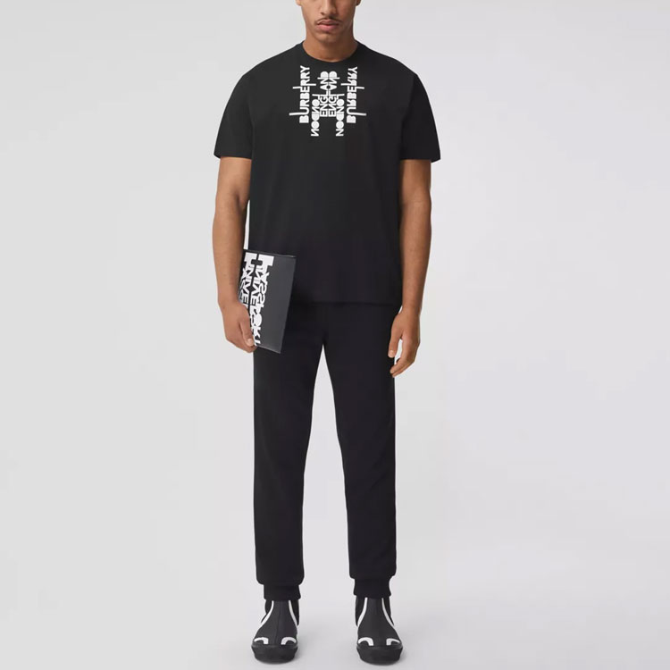 Burberry Logo Printed Cotton Oversized T-Shirt  Black 80513981 圖 5