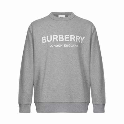 Burberry Logo Printed Crewneck Sweatshirt Unisex Grey 80095051