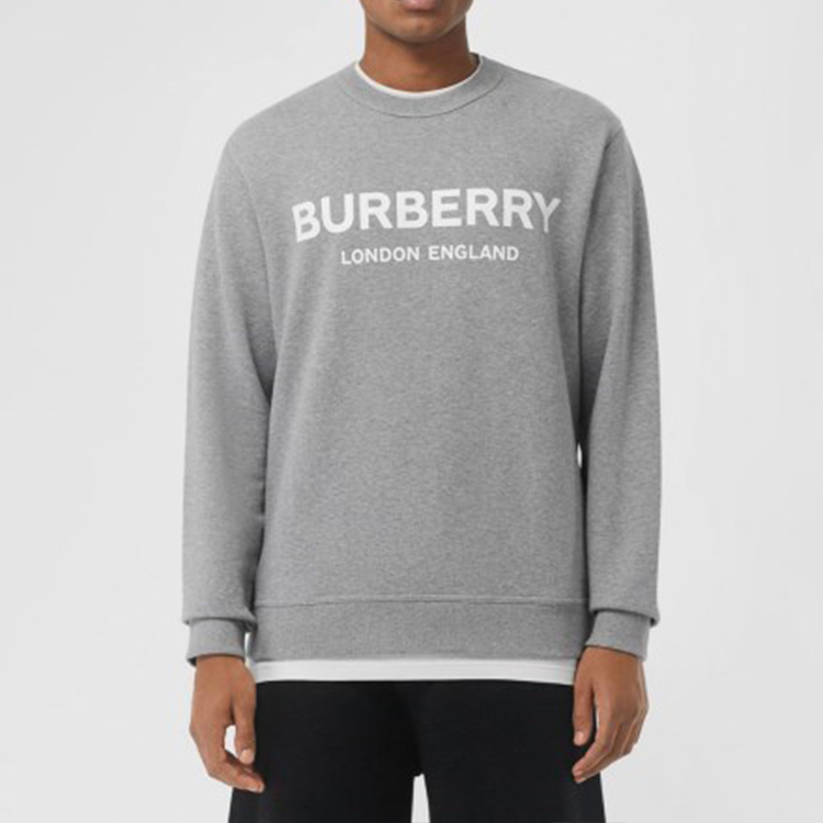 Burberry Logo Printed Crewneck Sweatshirt Unisex Grey 80095051 圖 4