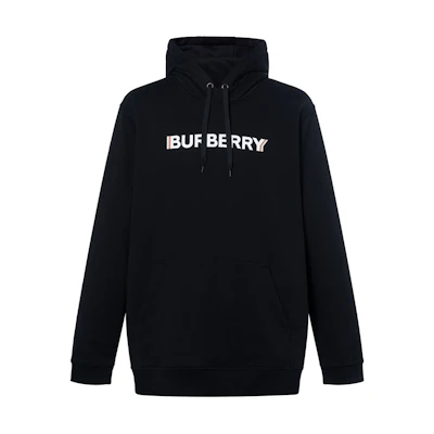 Burberry Logo Printed Relaxed Fit Hoodie for Men - Black 8052977