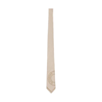 Burberry Logo Silk Tie Unisex Couple Style Beige 80420091