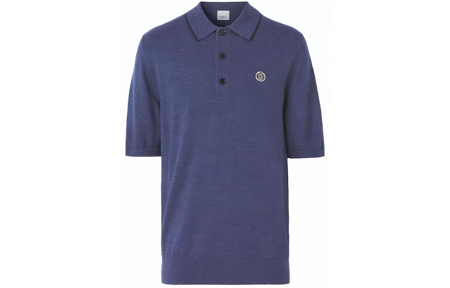 Burberry Logo Straight-Cut Short-Sleeve Polo Shirt Blue. 80419161