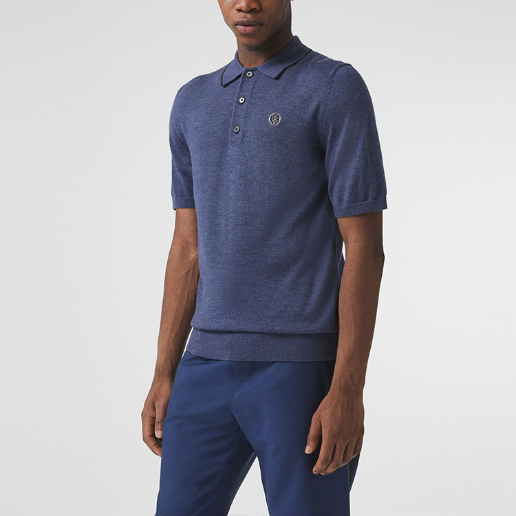 Burberry Logo Straight-Cut Short-Sleeve Polo Shirt Blue. 80419161 圖 3