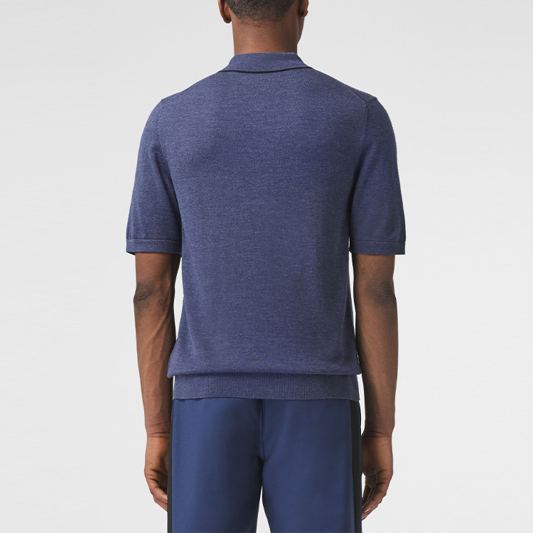 Burberry Logo Straight-Cut Short-Sleeve Polo Shirt Blue. 80419161 圖 4