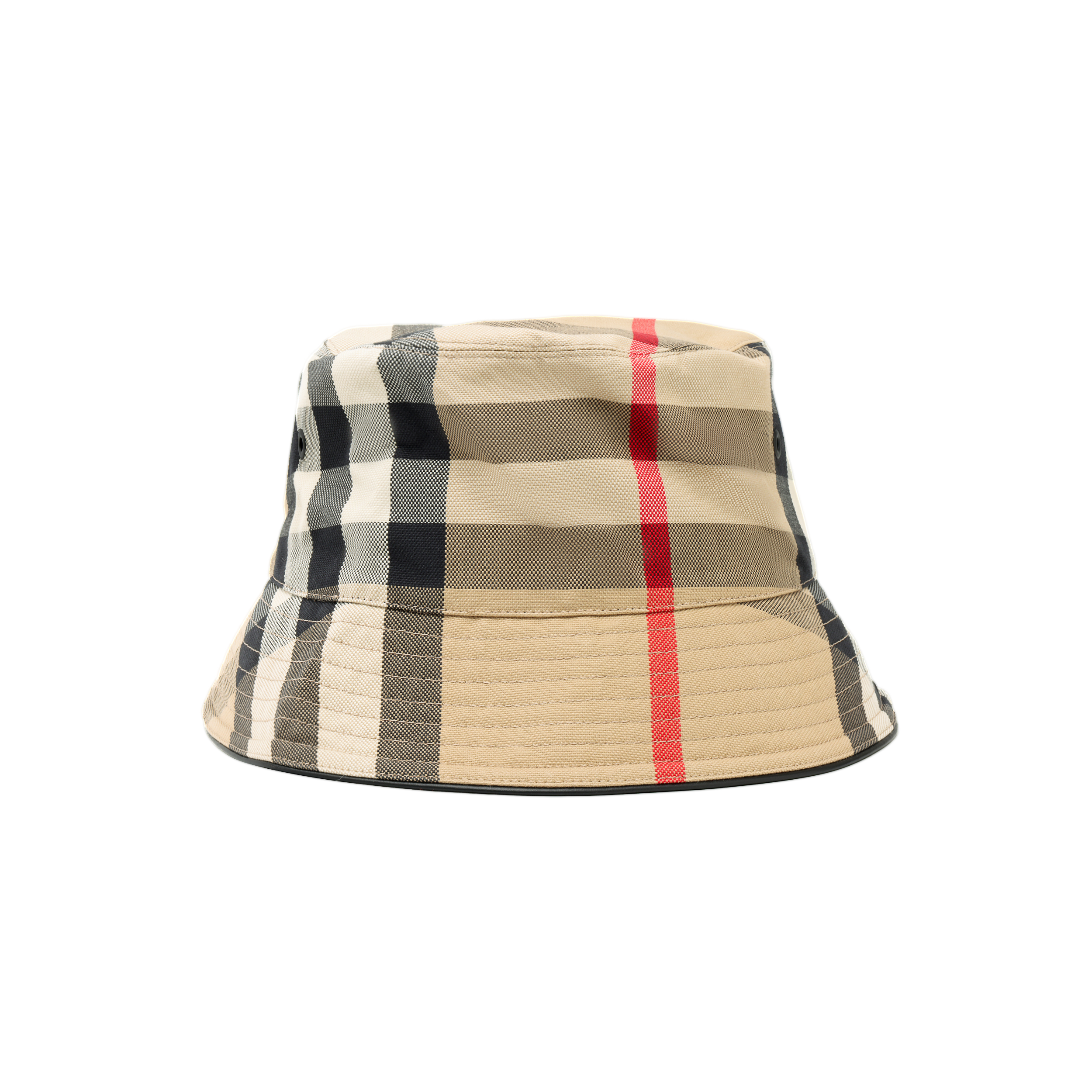 Burberry Logo Stripe Check Bucket Hat Light Brown. 80500651