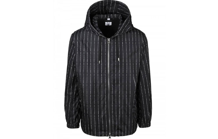 Burberry Logo Stripe Zip-Up Hoodie Jacket Black 80242431
