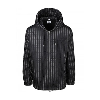 Burberry Logo Stripe Zip-Up Hoodie Jacket Black 80242431