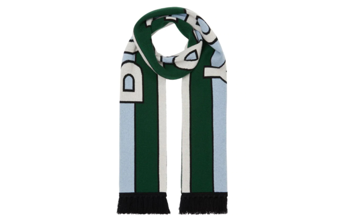 Burberry Logo Textured Cashmere Scarf Green 80228521 圖 4