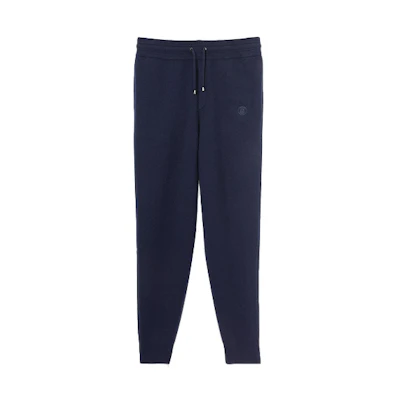 Burberry Logo Wool-Blend Fleece Jogger Knit Pants for Men Navy Blue 80379351