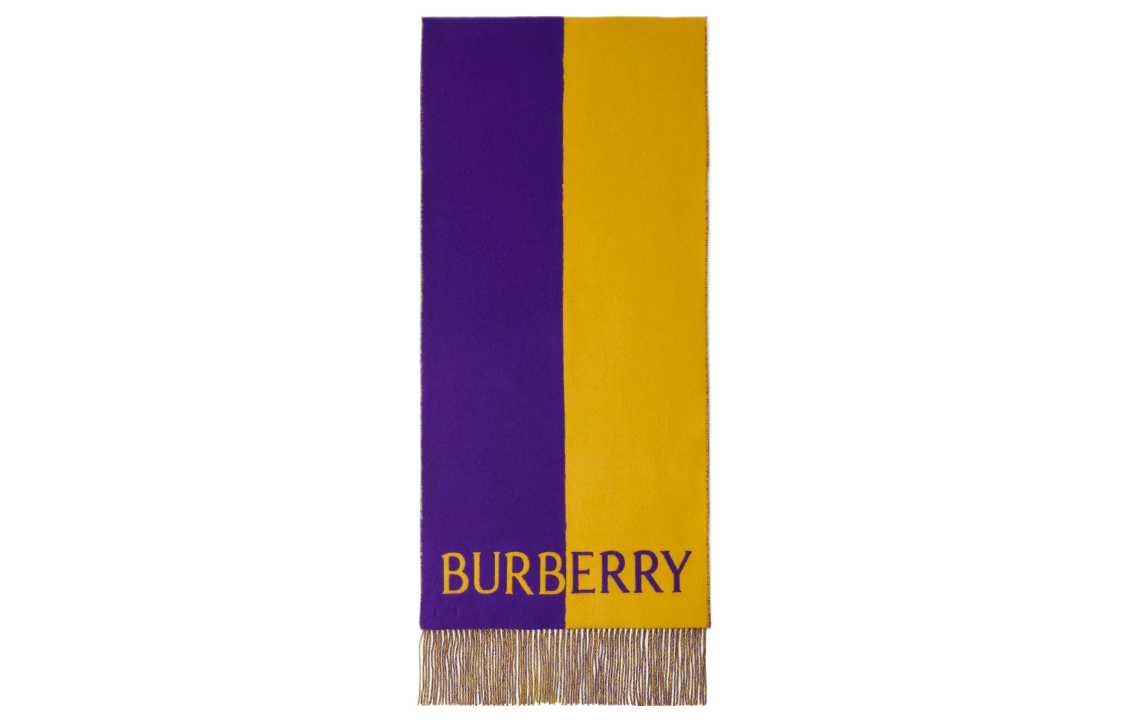 Burberry Logo Wool Scarf Unisex Couple Style Yellow/Purple. 80748371