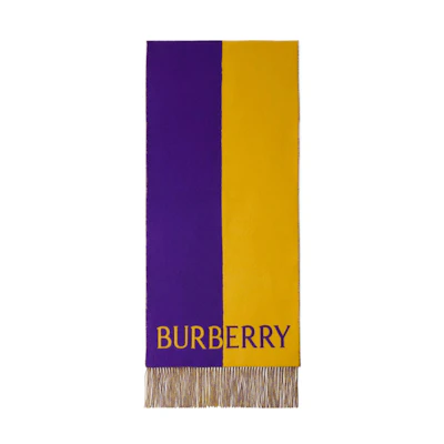 Burberry Logo Wool Scarf Unisex Couple Style Yellow/Purple. 80748371