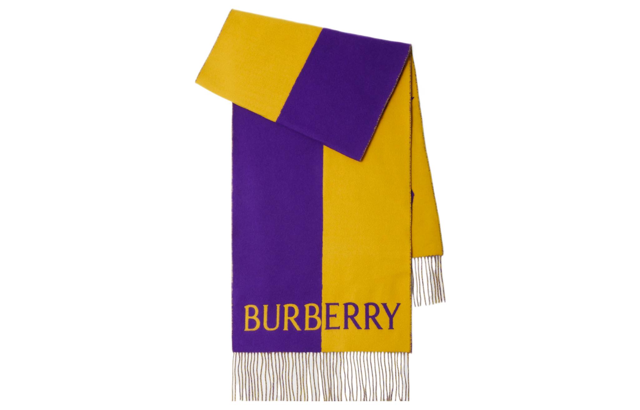 Burberry Logo Wool Scarf Unisex Couple Style Yellow/Purple. 80748371 圖 3