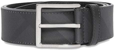 Burberry London Check and Leather Belt 1.6 Width Dark Charcoal/Black Burberry London Check and Leather Belt 1.6 Width Dark Charcoal/Black