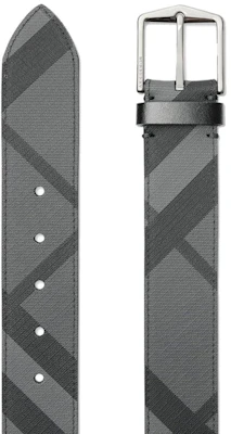 Burberry倫敦格紋皮帶1.6寬暗炭灰/黑色 Order Burberry倫敦格紋皮帶1.6寬暗炭灰/黑色